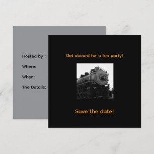 Dampflok-Einladung zur Party Save The Date