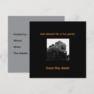 Dampflok-Einladung zur Party Save The Date