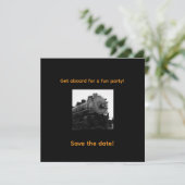 Dampflok-Einladung zur Party Save The Date (Stehend Vorderseite)