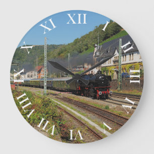 Dampflok mit Sonderzug in Lorch Große Wanduhr