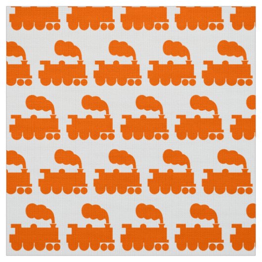 Dampflok-Muster - Orange auf Weiß Stoff (Muster)