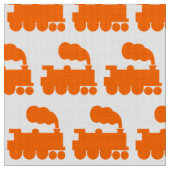 Dampflok-Muster - Orange auf Weiß Stoff (Nahaufnahme)