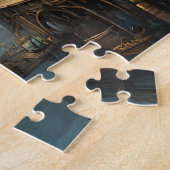 Dampflok-Stadt mit Uhr Puzzle (Seite)