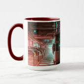 Dampflok-Stadt-Motiv-Becher Tasse (Links)