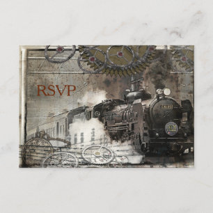 Dampflok Steampunk RSVP Karte