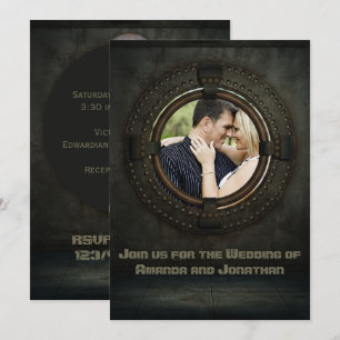 Dampflok-Thema Hochzeit mit Foto-Einladung Einladung