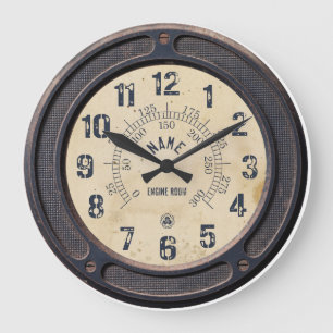 Dampflok-Uhr für die Bahnhofswand im Vintage-Style Große Wanduhr