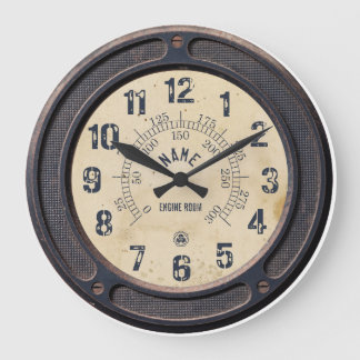 Dampflok-Uhr für die Bahnhofswand im Vintage-Style Große Wanduhr