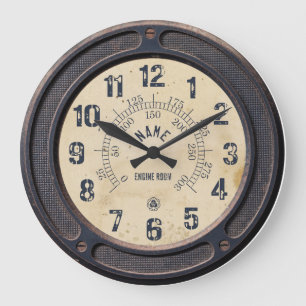 Dampflok-Vintage-Bahnhof-Wanduhr Große Wanduhr