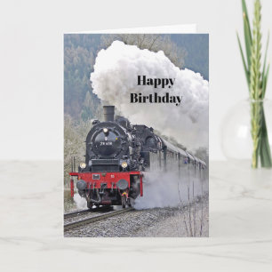 Dampflokfoto zum Geburtstag im Vintage-Stil Karte