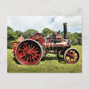 Dampflokomobile im Vintage-Stil Postkarte