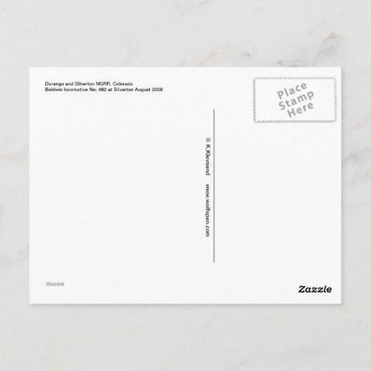 Dampflokomotive 482, Durango & Silverton Postkarte (Rückseite)