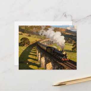 Dampflokomotive auf Viadukt Postkarte