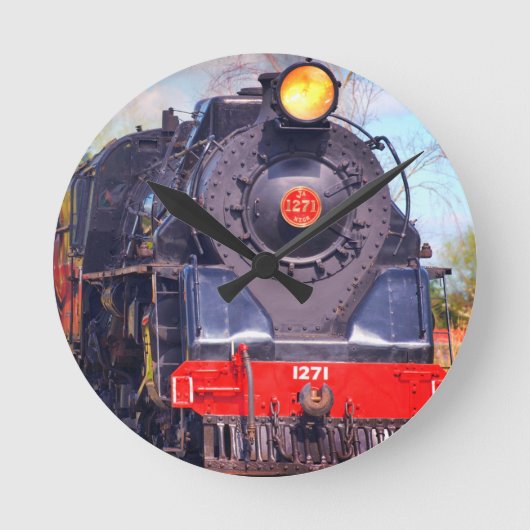 Dampflokomotive Eisenbahn Eisenbahn Geschenke Stre Runde Wanduhr (Vorderseite)
