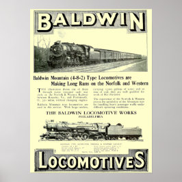 Dampflokomotive-Gebirgsart Baldwin 1924 Poster