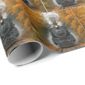 Dampflokomotive im Herbstwald Geschenkpapier (Rolleneckpunkt)