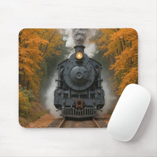 Dampflokomotive im Herbstwald Mousepad (Mit Mouse)