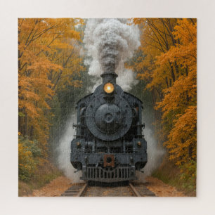 Dampflokomotive im Herbstwald Puzzle