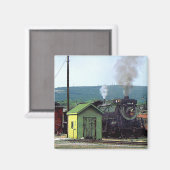 Dampflokomotive in Zugbahnhof Magnet (Vorderseite/Rückseite)