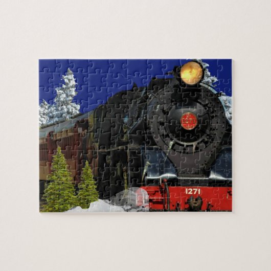 Dampflokomotive/Motor im Winterpuzzle Puzzle (Horizontal)