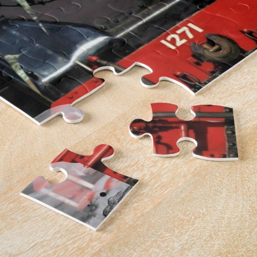 Dampflokomotive/Motor im Winterpuzzle Puzzle (Seite)