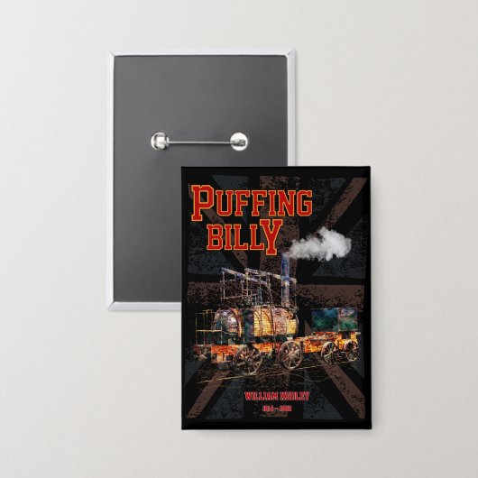 Dampflokomotive Puffing Billy Englisch Button (Vorderseite/Rückseite)