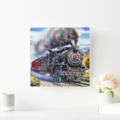 Dampflokomotive Quadratische Wanduhr (Zuhause)