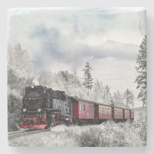 Dampflokomotive Steinuntersetzer (Vorderseite)