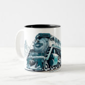 Dampflokomotive Traversing Snowy Mountain Zweifarbige Tasse (Vorderseite Links)