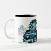 Dampflokomotive Traversing Snowy Mountain Zweifarbige Tasse (Links)