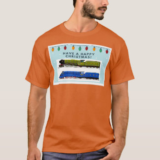 Dampflokomotive Weihnachtskarte T-Shirt