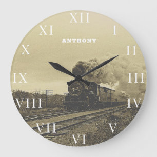 Dampflokomotive Zug Eisenbahnmotor Dampf Große Wanduhr