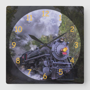 Dampflokomotive-Zug im Vintage-Stil Quadratische Wanduhr