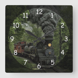 Dampflokomotive Zug Vintage Quadratische Wanduhr