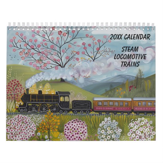 Dampflokomotive Züge Saisonale Kunst Kalender (Titelbild)