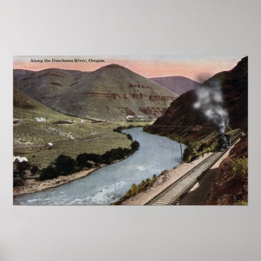 Dampflokomotiven auf Schiene Poster (Vorne)