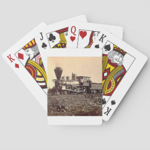 Dampflokomotiven Eisenbahn alt vintage Spielkarten