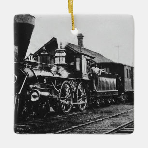 Dampflokomotiven-Eisenbahn Keramikornament