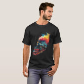 Dampflokomotiven-Retro-Kunst T-Shirt (Vorne ganz)