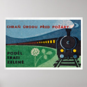 Dampflokomotiven-Schachtel Kunstprint, Tschechisch Poster