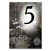 Dampflokomotiven-Steampunk-Tischnummer Tischnummer (Rückseite)