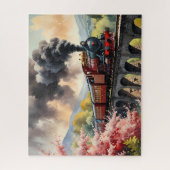 Dampflokomotiven-Träume Landschaftskunstwerk Puzzle (Vertikal)