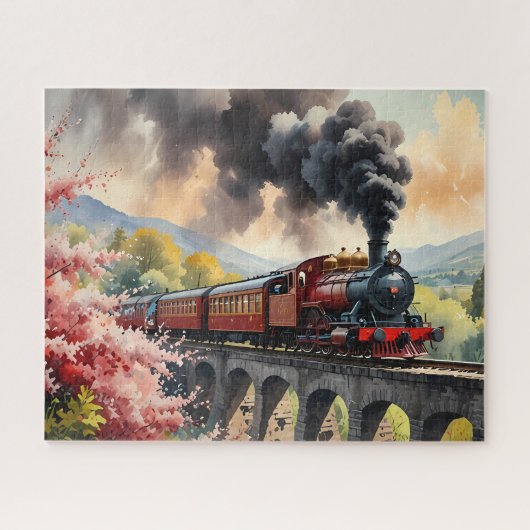 Dampflokomotiven-Träume Landschaftskunstwerk Puzzle (Horizontal)