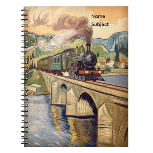 Dampflokzug-Gemälde im Vintage-Stil Notizblock (Vorderseite)