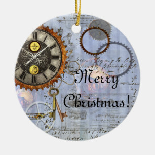 Dampfluhr-Christbaumschmuck Keramik Ornament