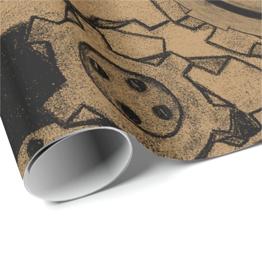 Dampfmaschine (Brassy) Geschenkpapier (Rolleneckpunkt)