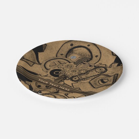 Dampfmaschine (Brassy) Pappteller (Schrägansicht)