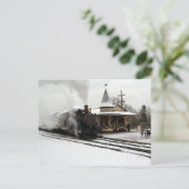 Dampfmaschine im Winterschnee Postkarte (Stehend Vorderseite)