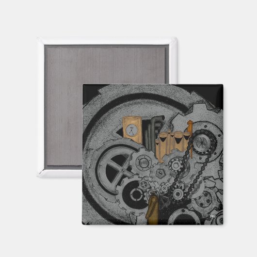 Dampfmaschine Magnet (Vorderseite/Rückseite)