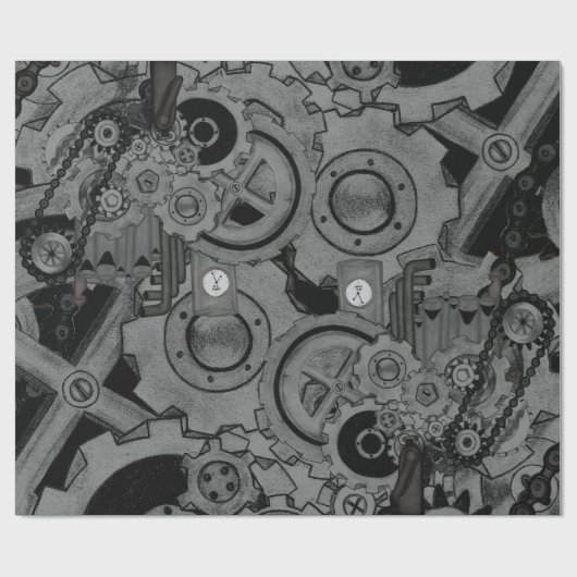 Dampfmaschine (Monochrom) Geschenkpapier (Flach)